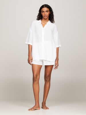 TH Essential Cover Up Beach Shirt White Tommy Hilfiger