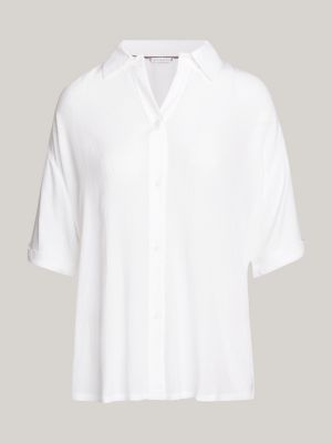 camicia copricostume th essential bianco da donne tommy hilfiger