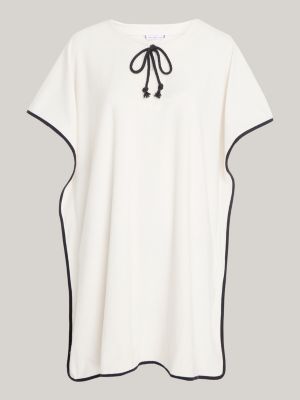 abito th essential stile caftano in spugna bianco da donne tommy hilfiger