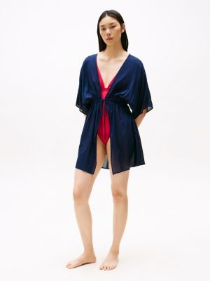 mini-caftan global stripe bleu pour femmes tommy hilfiger