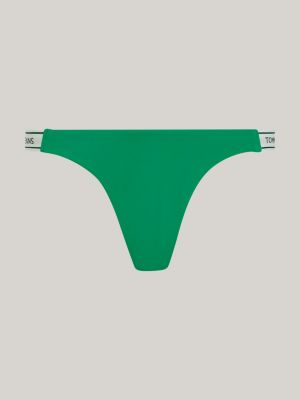 slip bikini con taglio a v e logo ai lati verde da donne tommy jeans