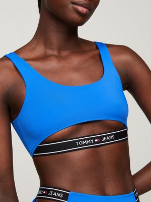 bralette bikini con cut out e logo blu da donne tommy jeans