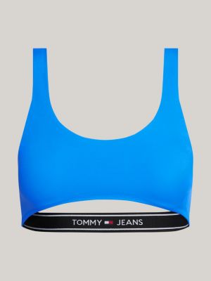 bralette bikini con cut out e logo blu da donne tommy jeans