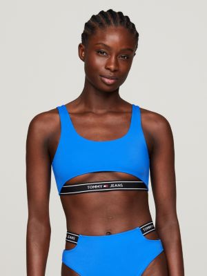 bralette bikini con cut out e logo blue da donne tommy jeans