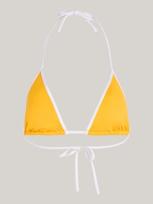 parte superior de bikini de triángulo amarillo de mujeres tommy jeans