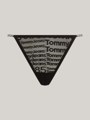 perizoma a rete con logo nero da donne tommy jeans