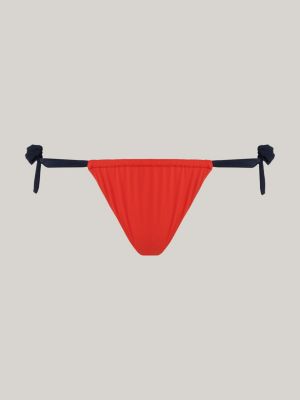 slip bikini heritage a vita alta con laccetti rosso da donne tommy jeans