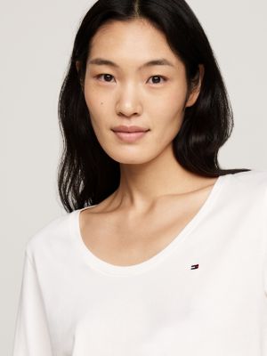 pyjama original à manches longues beige pour femmes tommy hilfiger