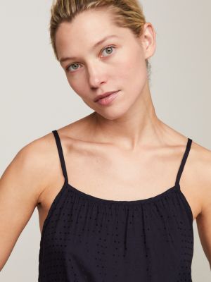 blue pyjama aus cami-top und shorts mit flag für damen - tommy hilfiger