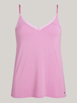 pink lace trim camisole for women tommy hilfiger