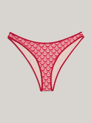 slip bikini sgambati con taglio a v e stampa rosso da donne tommy hilfiger