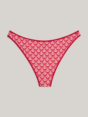 slip bikini sgambati con taglio a v e stampa rosso da donne tommy hilfiger