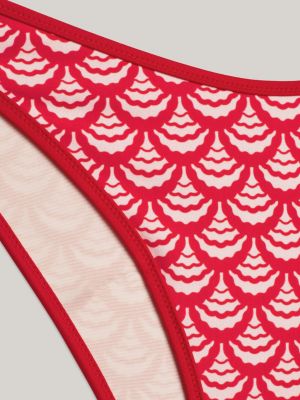 slip bikini sgambati con taglio a v e stampa rosso da donne tommy hilfiger