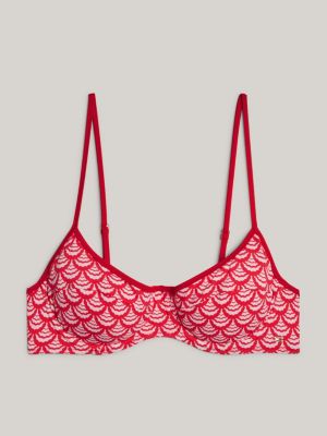 top bikini a balconcino con motivo smerlato rosso da donne tommy hilfiger