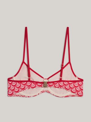 top bikini a balconcino con motivo smerlato rosso da donne tommy hilfiger