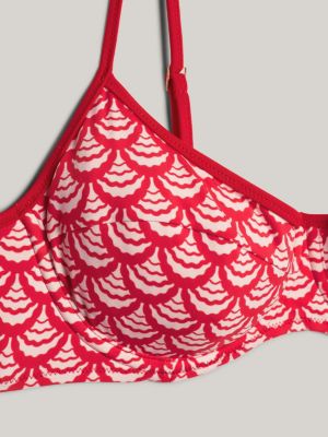 top bikini a balconcino con motivo smerlato rosso da donne tommy hilfiger