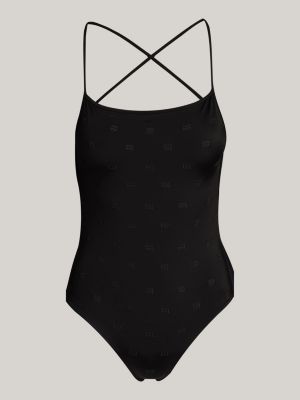black square neck swimsuit for women tommy hilfiger