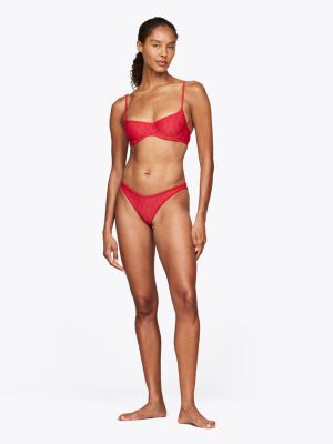 haut de bikini balconnet à armature et motif rouge pour femmes tommy hilfiger