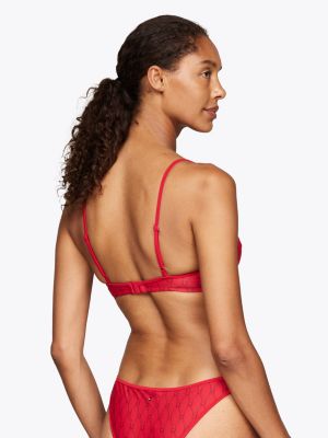 haut de bikini balconnet à armature et motif rouge pour femmes tommy hilfiger