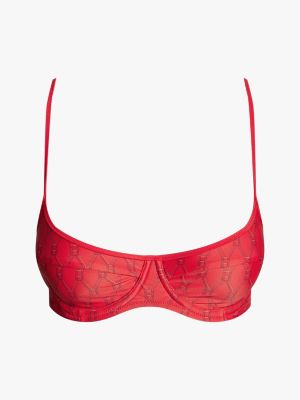 haut de bikini balconnet à armature et motif rouge pour femmes tommy hilfiger