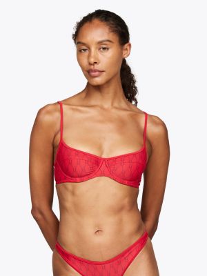 haut de bikini balconnet à armature et motif red pour femmes tommy hilfiger