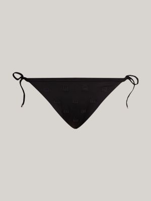 slip bikini con taglio a v e laccetti nero da donne tommy hilfiger