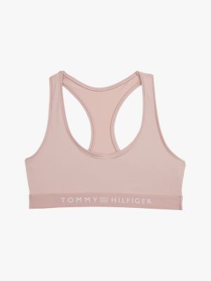 bralette non doublée à logo beige pour femmes tommy hilfiger