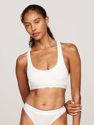 weiß ungefüttertes bralette mit logo für damen - tommy hilfiger