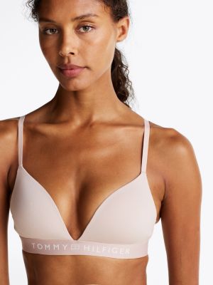 beige logo padded triangle bra for women tommy hilfiger