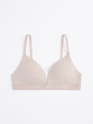 beige gepolsterter triangel-bh mit logo für damen - tommy hilfiger