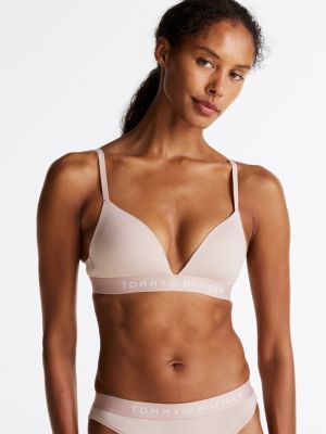 beige logo padded triangle bra for women tommy hilfiger