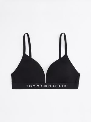 sujetador triangular con relleno y logo negro de mujeres tommy hilfiger