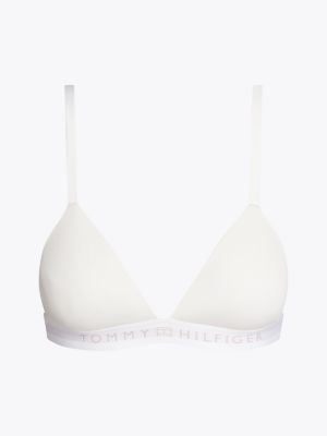 white logo padded triangle bra for women tommy hilfiger