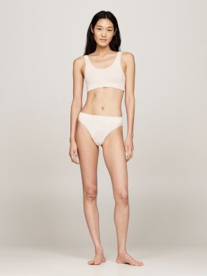 bralette hilfiger logo non doublée sans couture beige pour femmes tommy hilfiger