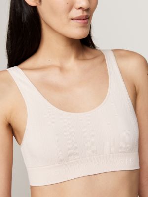 beige hilfiger logo seamless unlined bralette for women tommy hilfiger