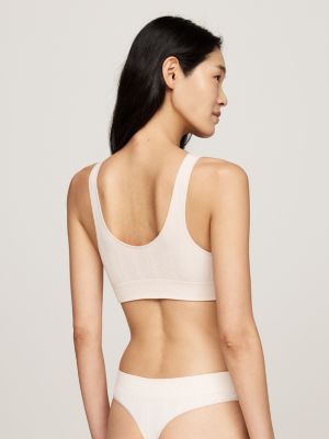bralette hilfiger logo non doublée sans couture beige pour femmes tommy hilfiger
