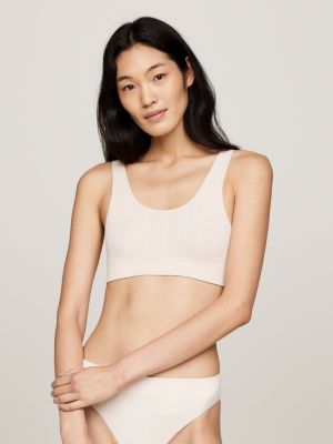 beige hilfiger logo seamless unlined bralette for women tommy hilfiger