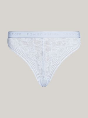 blue th logo lace waistband thong for women tommy hilfiger