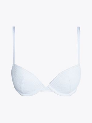 blue th logo lace padded push-up bra for women tommy hilfiger