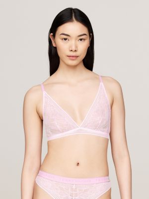 reggiseno a triangolo sfoderato in pizzo rosa da donne tommy hilfiger