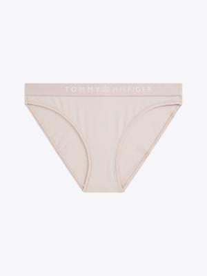 slip con logo tono su tono in vita beige da donne tommy hilfiger