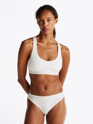 slip con logo tono su tono in vita white da donne tommy hilfiger