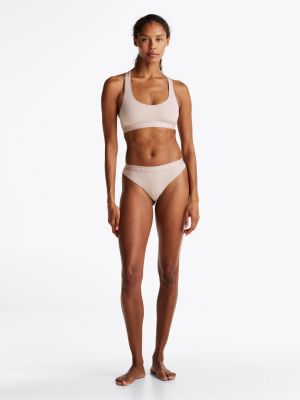 beige tonal logo waistband thong for women tommy hilfiger