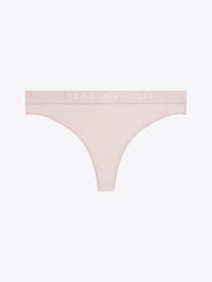 beige string mit farblich abgestimmtem logo-bund für damen - tommy hilfiger