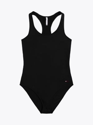 black sleeveless racerback bodysuit for women tommy hilfiger