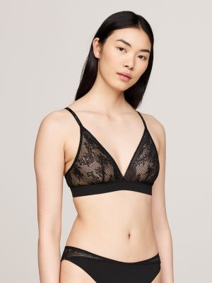 reggiseno a triangolo sfoderato in pizzo black da donne tommy hilfiger