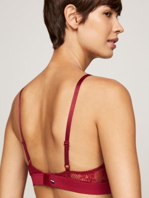 red unlined lace triangle bra for women tommy hilfiger