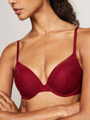 soutien-gorge push-up plongeant rouge pour femmes tommy hilfiger