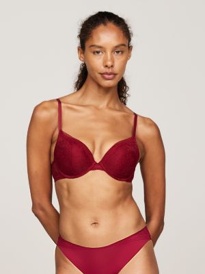 soutien-gorge push-up plongeant rouge pour femmes tommy hilfiger