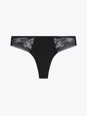 black lace trim logo waistband thong for women tommy hilfiger